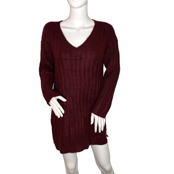 NWT BB Dakota Steve Madden Womens‎ Sweater Size XS V Neck Ribbed Tunic Length - Picture 1 of 14